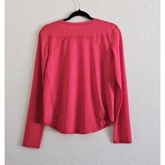 Lululemon Shirt Womens Est. Sz 6 High-Neck Training Long Sleeve Jersey Red Rose - Picture 4 of 8